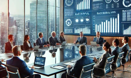 A Fortune 500 company boardroom discussing successful business strategies.