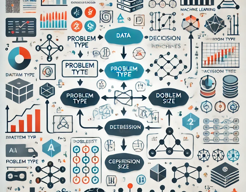 A guide on how to choose the right machine learning algorithm for a project, with flowcharts, datasets, and models