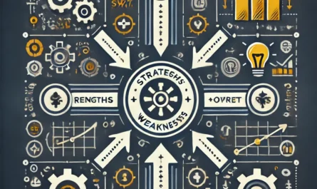 A strategic SWOT analysis diagram illustrating how to improve business performance.