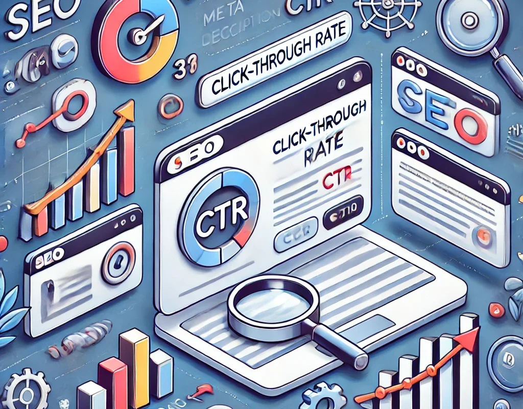 Illustration showing how to improve click-through rate (CTR) with SEO best practices.