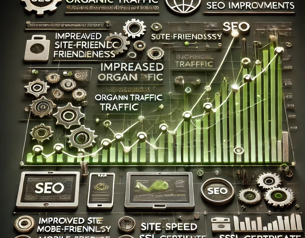 Website performance chart showcasing increased organic traffic through technical SEO improvements