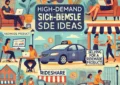 Illustration of diverse high-demand side hustle ideas for extra income