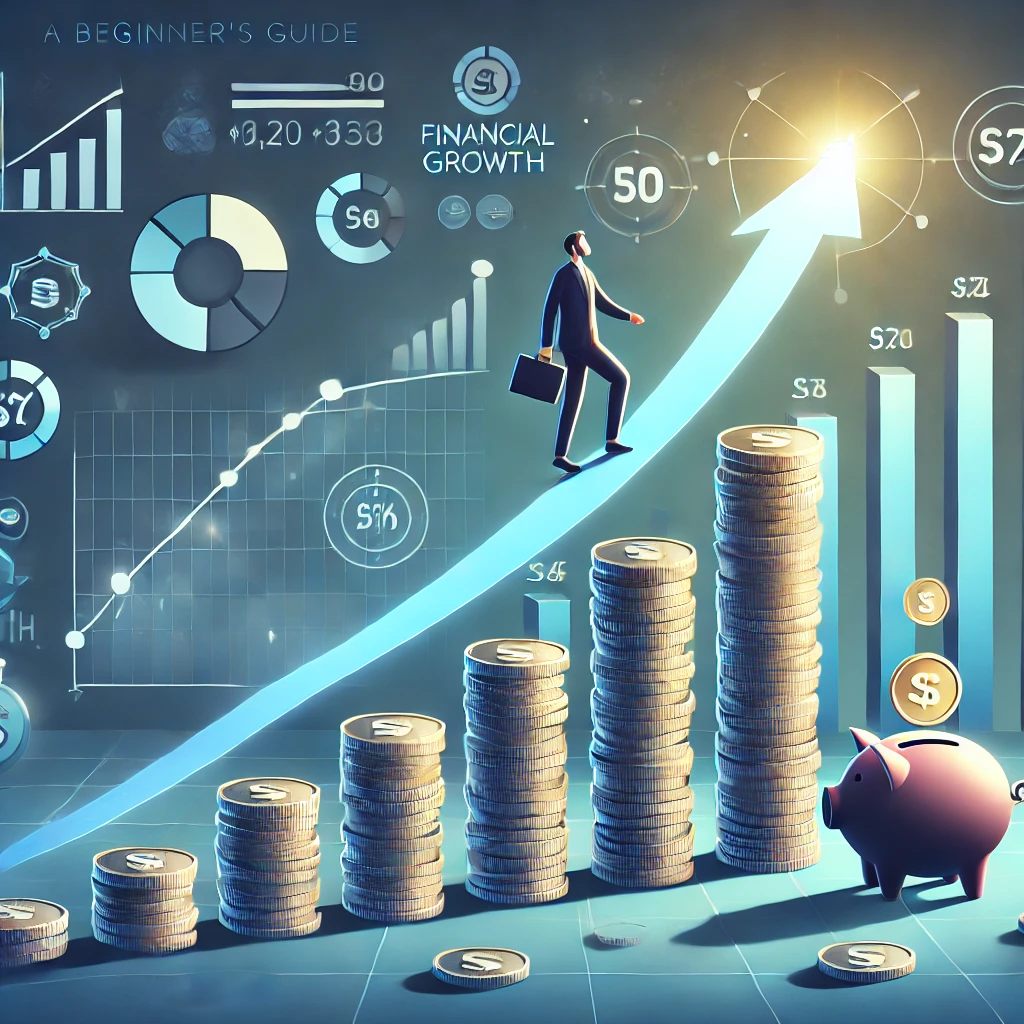 A beginner's guide on how to start investing in personal finance with charts, coins, and growth trends.